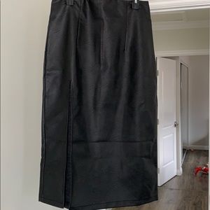 Pleather or black skirt knee length